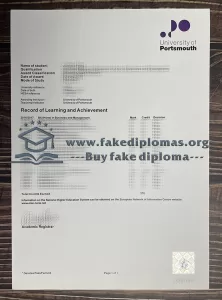 Get University of Portsmouth fake transcript.