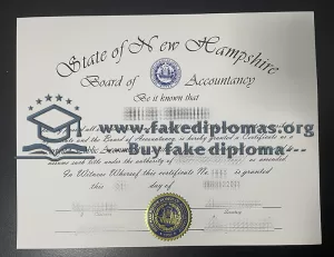 Buy State of New Hampshire CPA fake diploma.