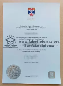 Buy University of St Andrews fake diploma.