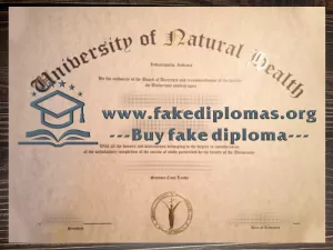 Buy University of Natural Health fake diploma.