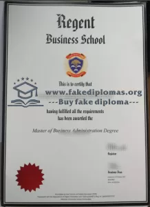Buy a Regent Business School fake diploma, Make Regent Business School degree.