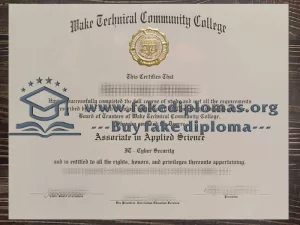 Buy a Wake Technical Community College fake diploma.