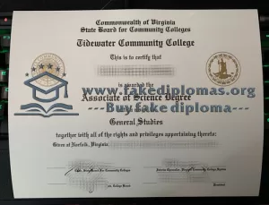 Buy Tidewater Community College fake diploma.
